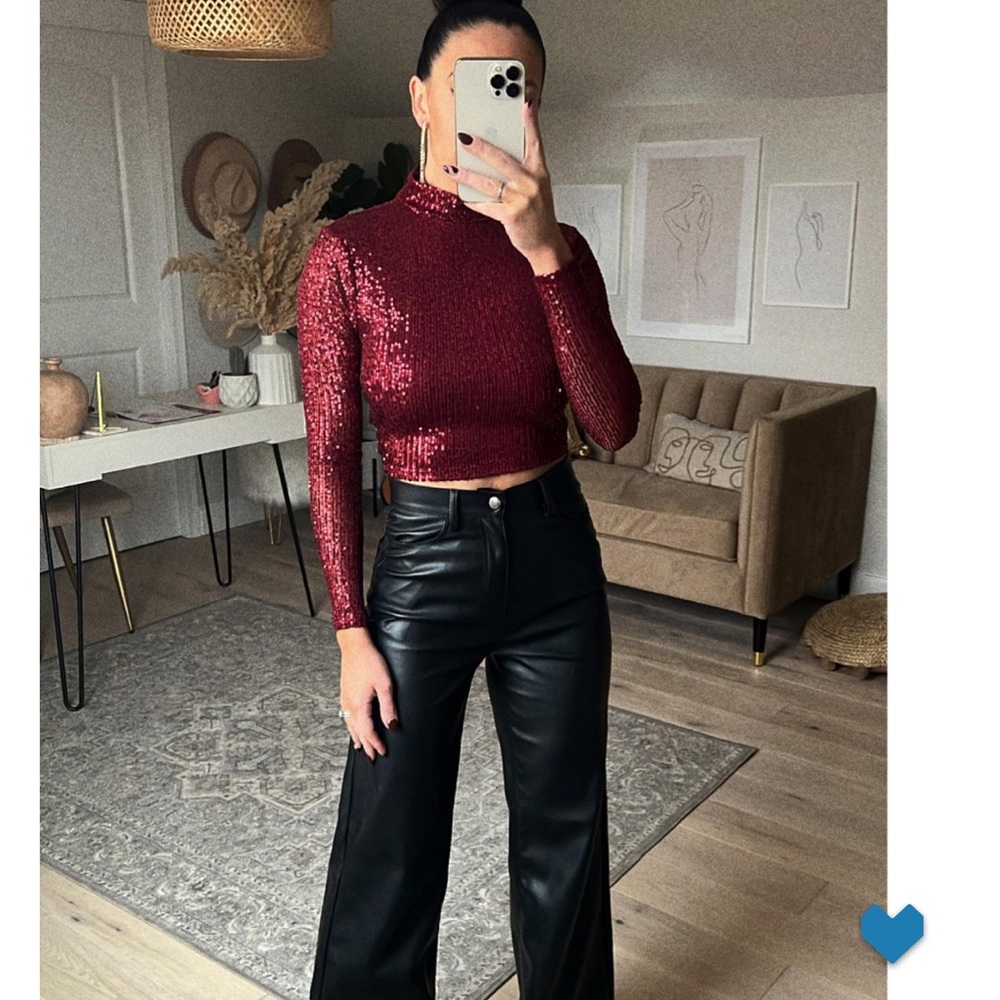 Sequin Red Crop Top - Picture 2 of 4